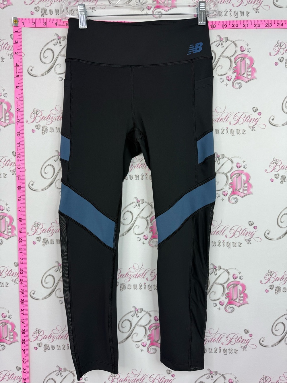 New Balance leggings tights Black Leggings with Slate Blue Panels